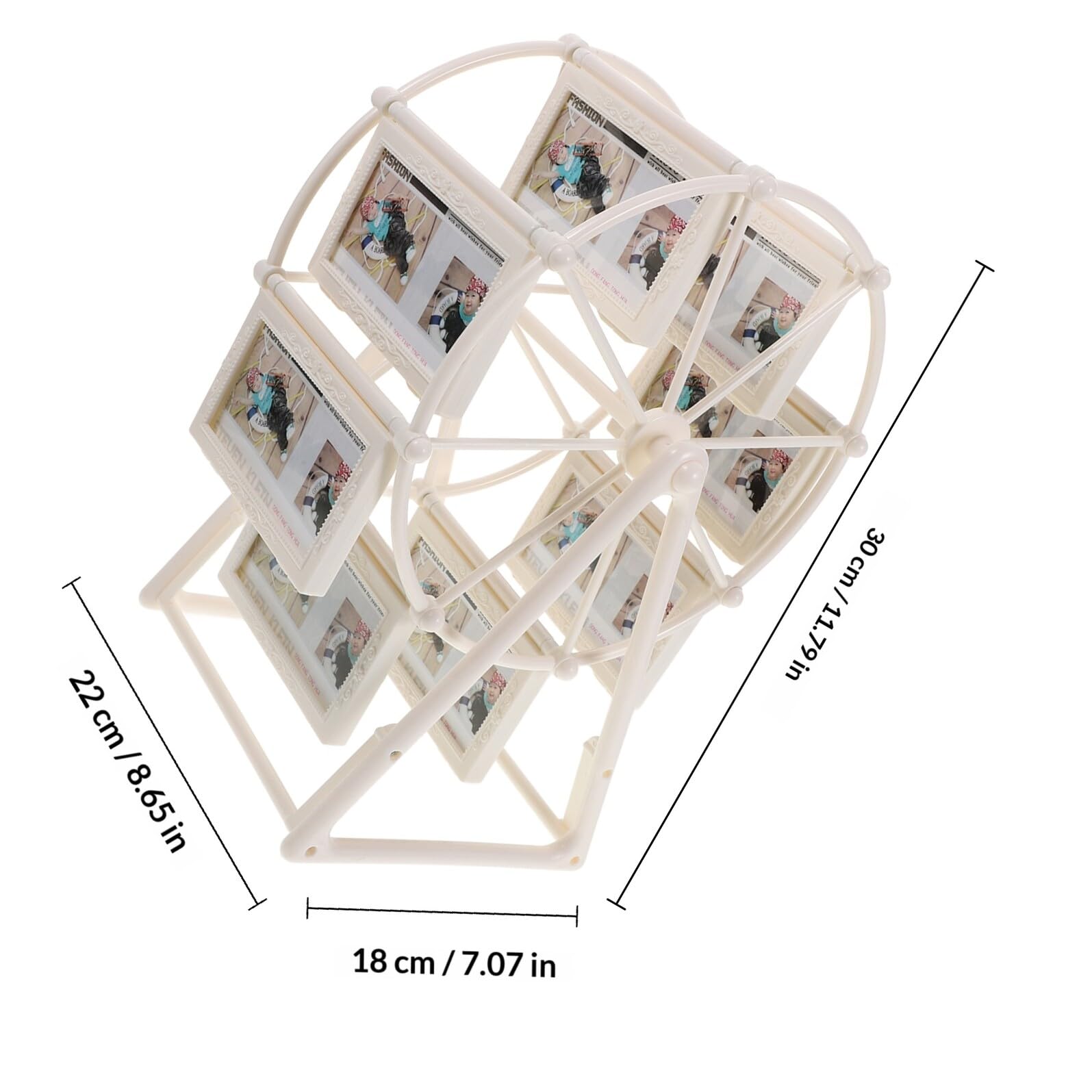 NOLITOY Riesenrad Fotorahmen aus Abs, Drehbar, Weiß, für Fotos | Große Kapazität, Leicht zu Reinigen, Kreative Form, als Tischdeko für Hochzeiten und Weihnachten