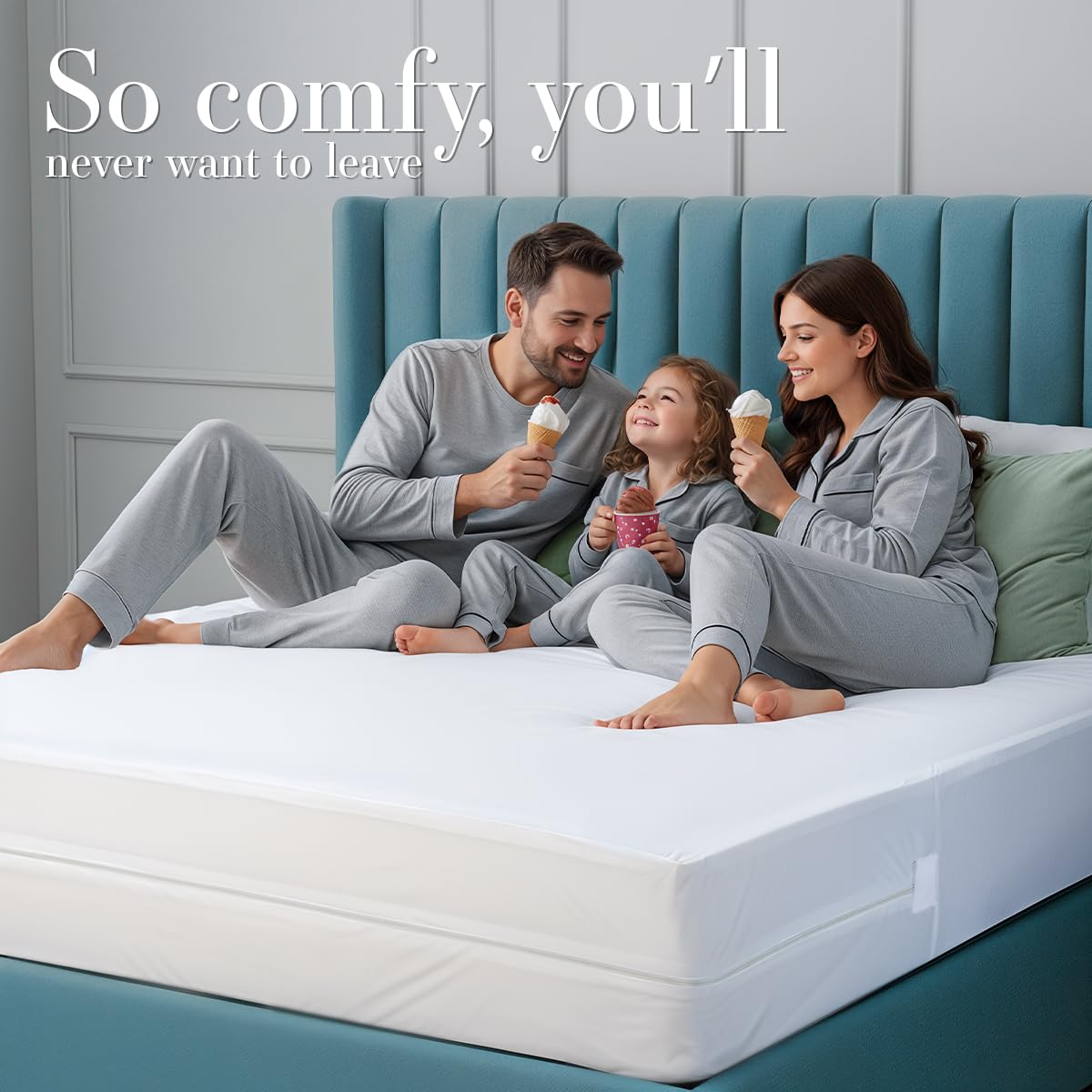 Utopia Bedding Matratzenbezug mit Reißverschluss, 100% wasserdichter, bettwanzensicherer und staubmilbendichter Matratzenschoner, saugfähig, 6-seitig, kurzes Doppelbett (Short Queen Size)