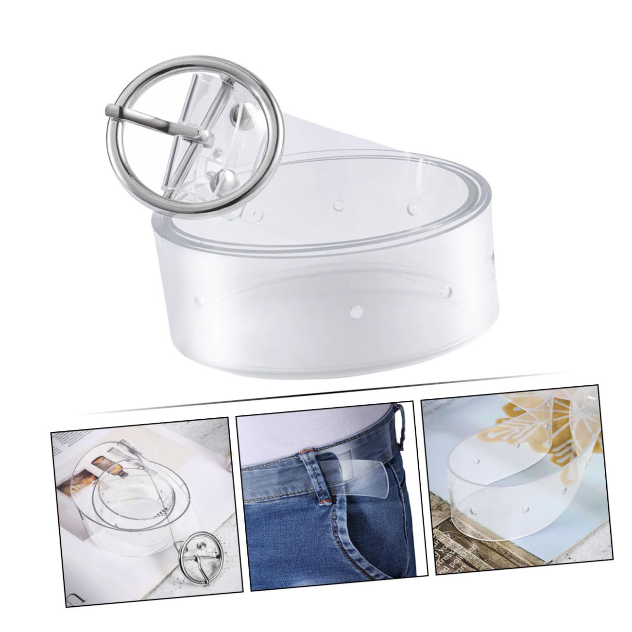 3 Ensembles Ceinture Transparente Large Pvc Avec Boucle Métallique Pour Femmes Ceinture De Et Ajustable Pour Robes Et Jeans 2 Pièces * 3