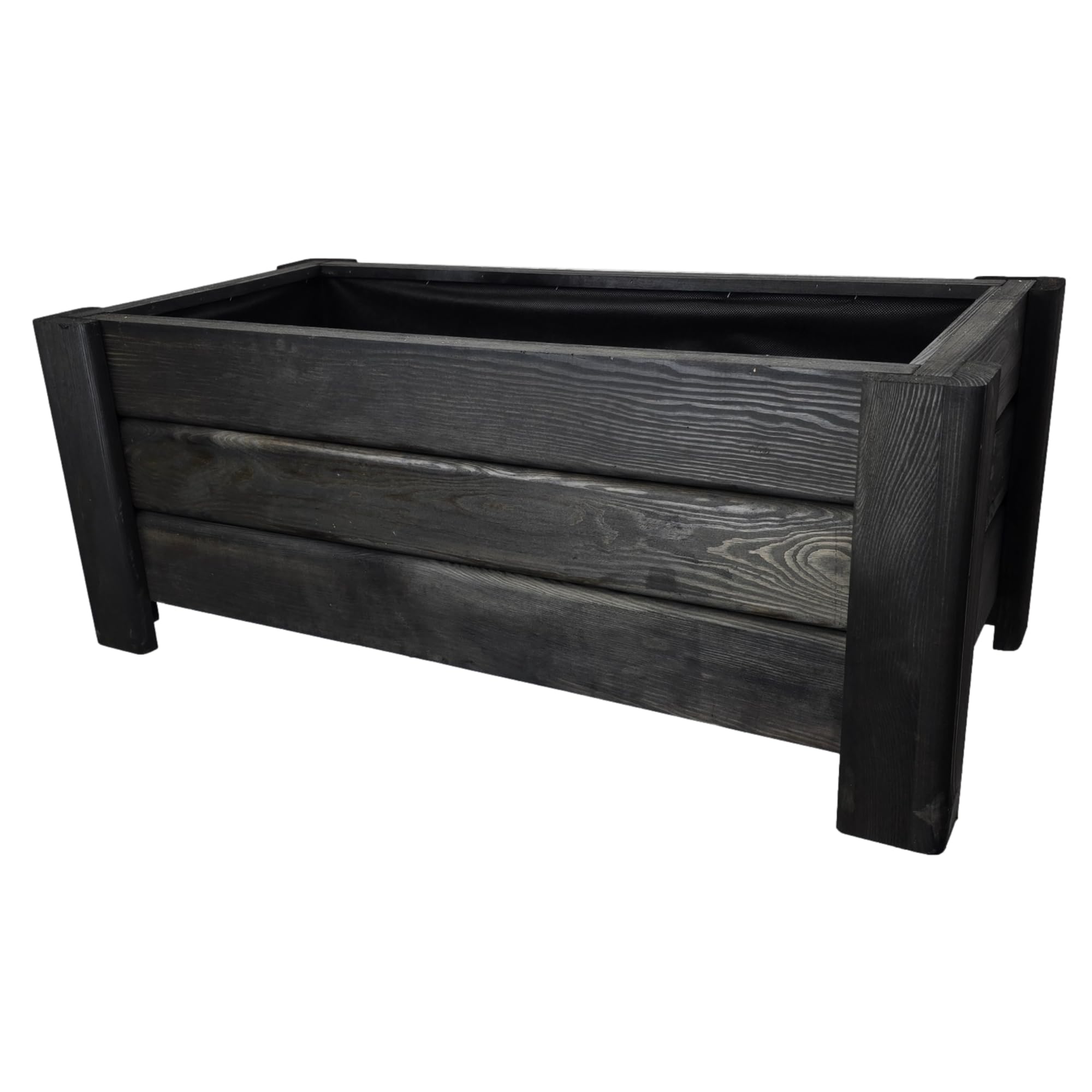 Macetero De Madera Rectangular 80x32x40 cm Impregnado Color Ebano Resistente A La Intemperie Jardinera Grande para Exterior Balcon Jardin 54 l Serie Flora