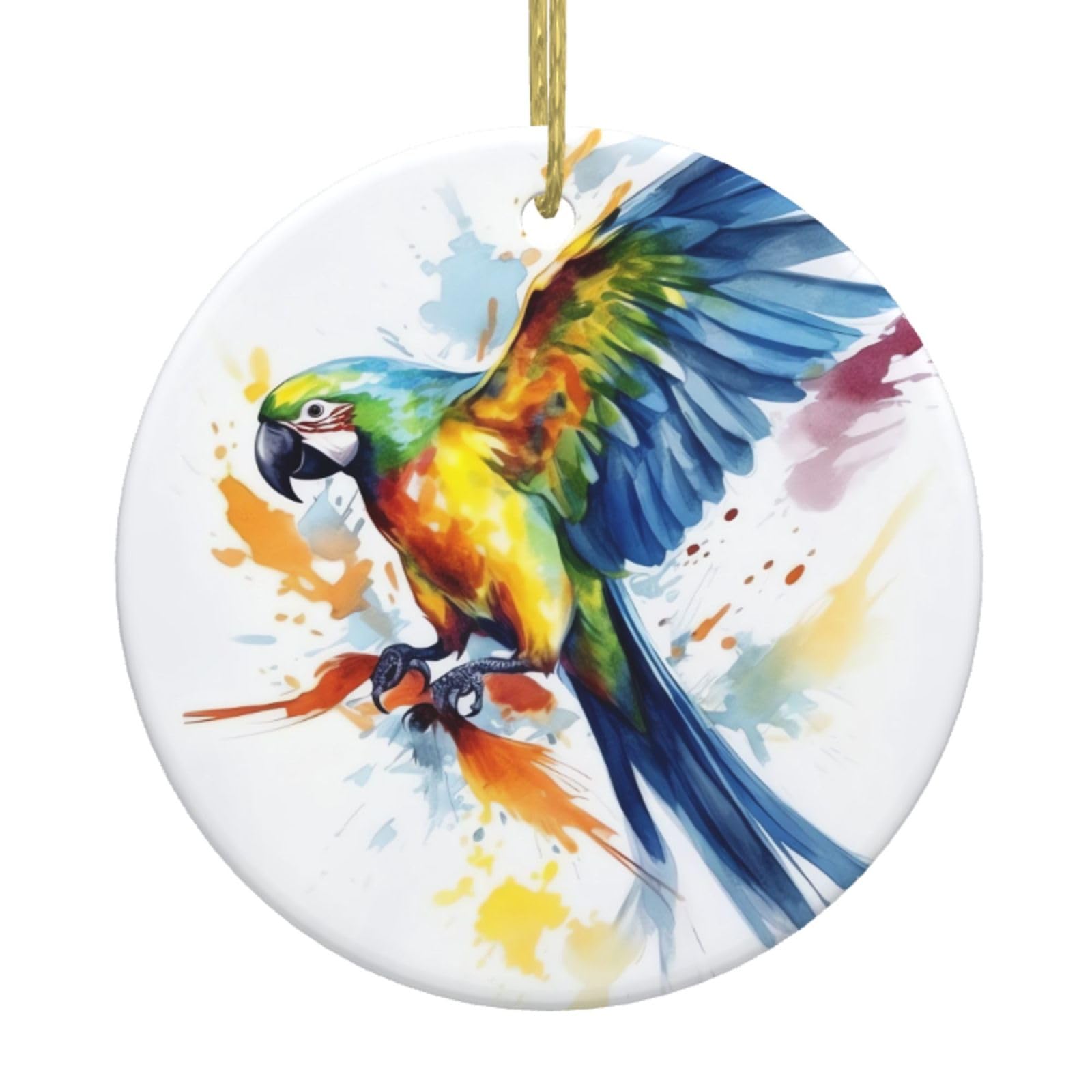 Fodpand Women's White Flying Parrot Christmas Ornaments 2025, Gift Exchange For Men, Collectible Ceramic Ornament Round Hanging Ornaments For Christmas Tree Decoration