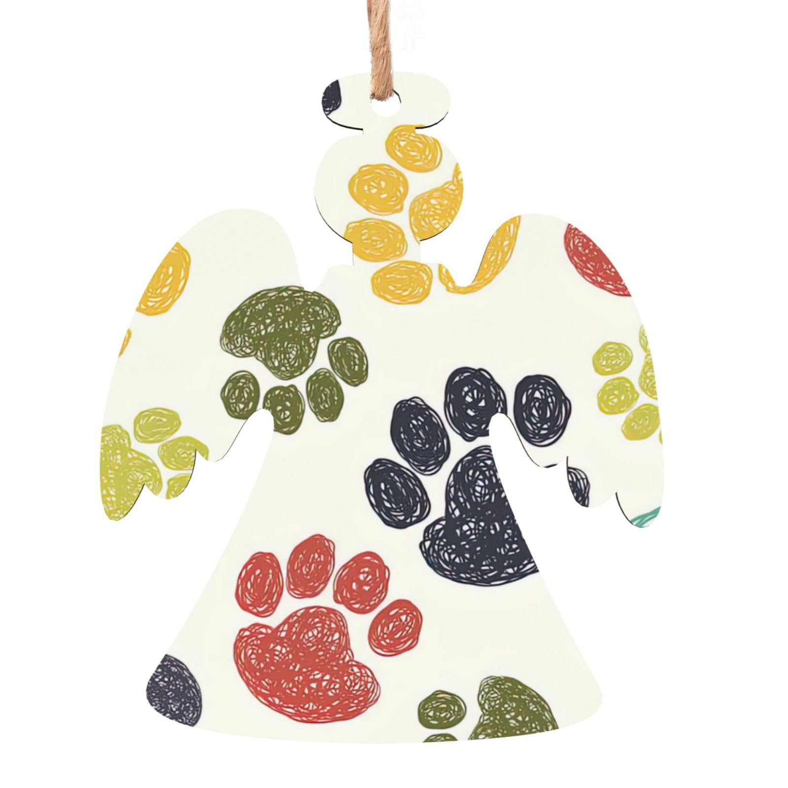Bonitos adornos de madera con estampado de huellas de perro, adornos de madera para árbol de Navidad, regalo para fiesta en casa