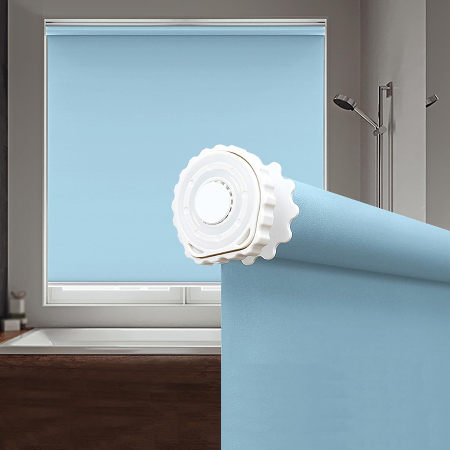Store enrouleur occultant imperméable en polyester pour la maison et le bureau - Isolation thermique - traction latérale - Taille personnalisée - 135 cm x 100 cm - Installation sans perçage - Bleu