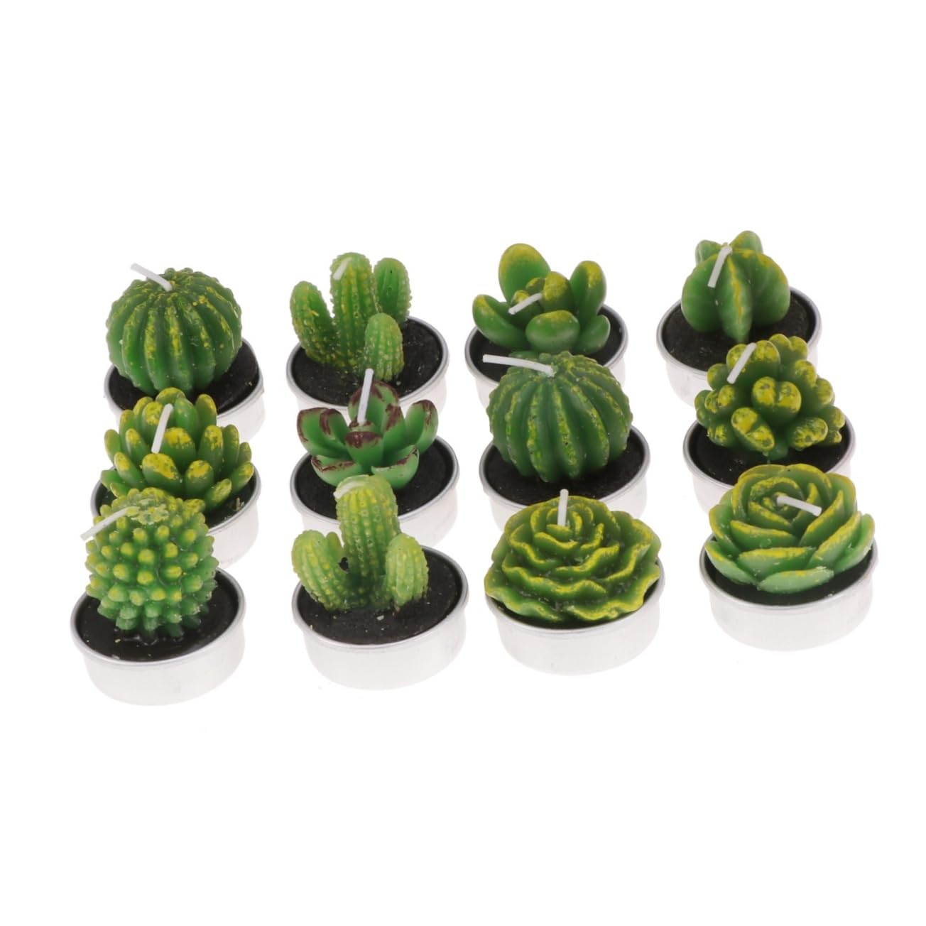 Cabilock 12pcs Tealight Candles Holders Realistic Plant Decor for Bedroom Weddings Parties Lifelike Smoke Design