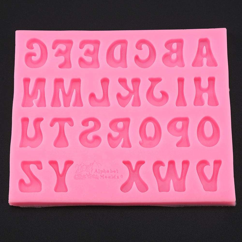 Letters Shape Silicone Cake Fondant Chocolate Molds Decorating Tool 3D Soap Chocolate Moulds DIY Pastry Number and Letter Shape Silicone Mold(Pink 13.00 * 11.00 * 1.00) - Image 4