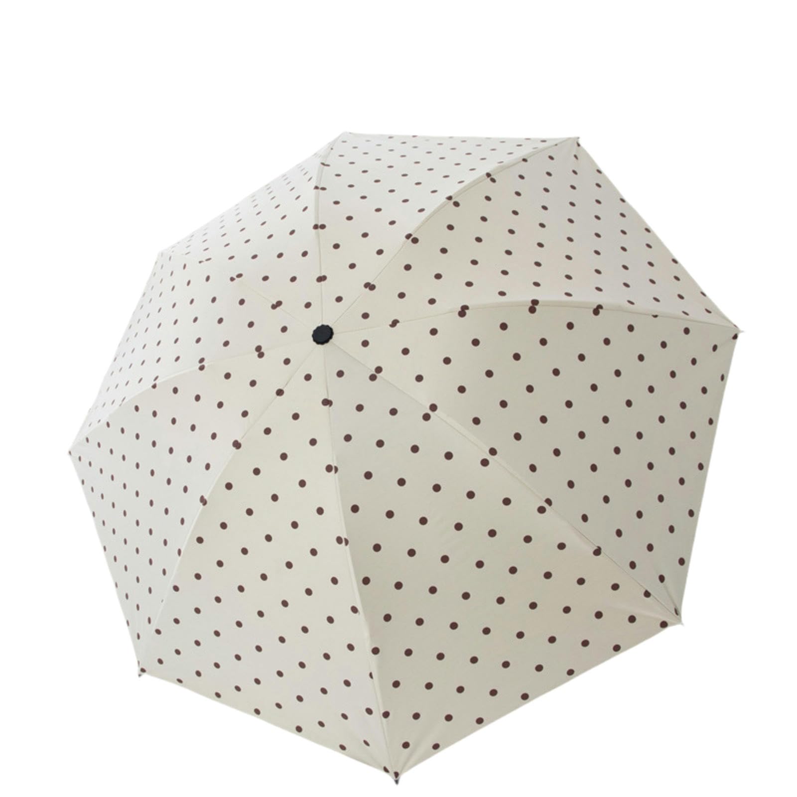 Leonffs Unisex Manual Eversion - Beige Polka Dots Umbrella Fully Automatic Folding Polka Dot Umbrella Uv Protection Sun Umbrella Parasol Black Glue Simple Sunny And Rainy Dual-Purpose Umbrella