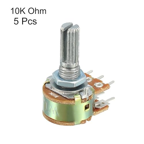 Miniatura 2 de uxcell WH148 10K Ohm resistencias variables Potenciómetro cónico de película de carbono rotatorio dual 5pcs