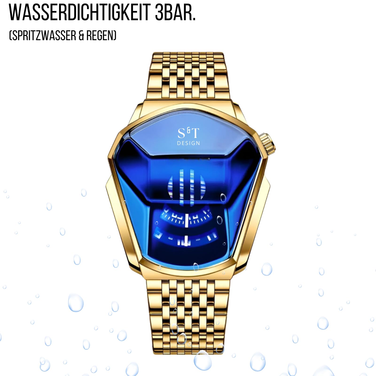 S&T Design Quarzuhr Herren Uhr Edelstahl Armbanduhr Herrenuhr Geschenkebox Etui, inkl. Armbandkürzer & Etui, Männer Uhr 3Bar Wasserdicht Analog Geschenk 4.4