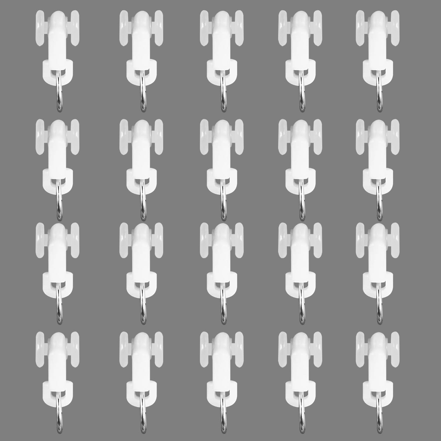 Curtain Glider Track Rail Runners Mute Wheel Rollers Heavy Duty Curtains Tracks Pulley 20PCS,White