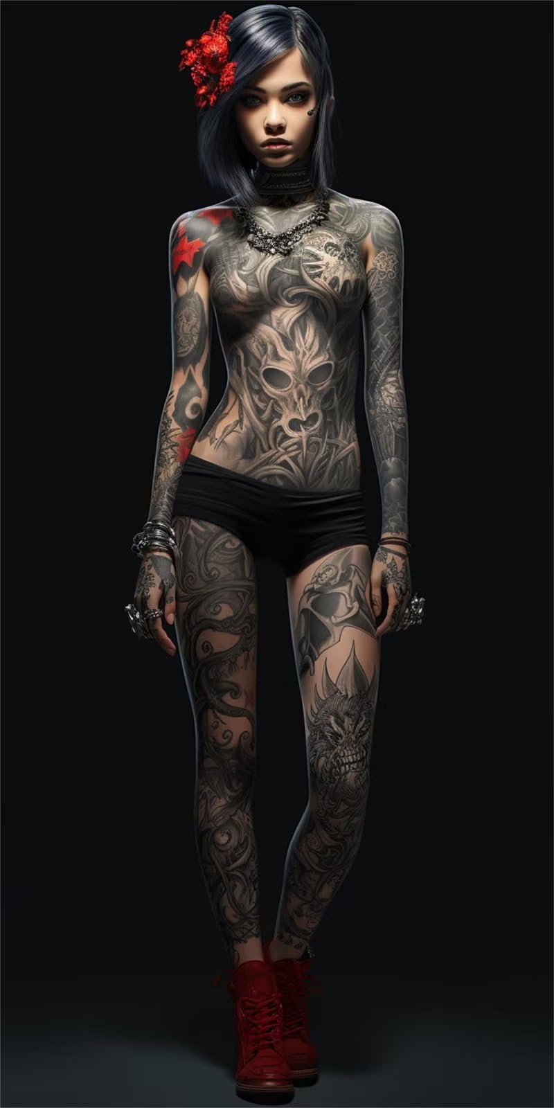 Diamond Painting Girl Tattoo Diamond Art Kits Adults&Kids, 5D Diamond Dots Large Dimond Picture Art, DIY Crystal Art Rhinestone Art Embroidery Crafts, for Home Wall Decor (16x32 Inch/40x80 cm),G182