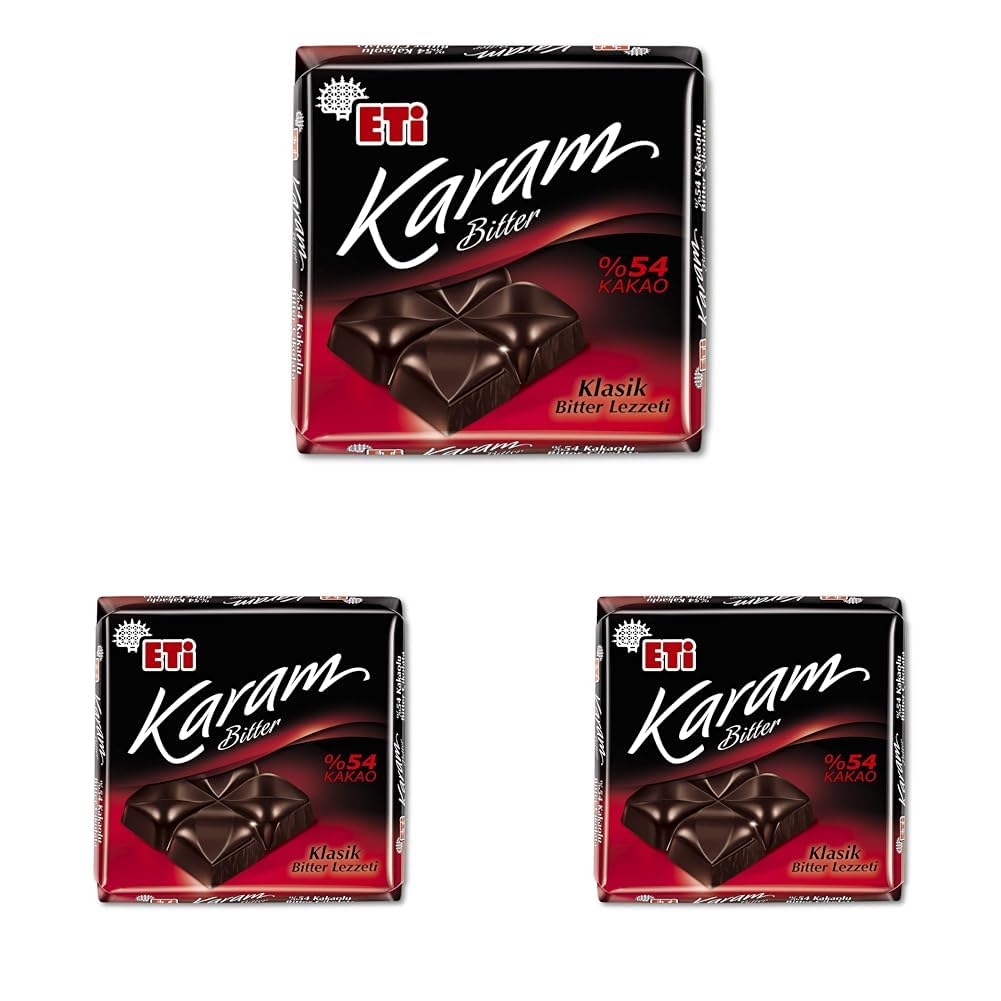 Eti Karam%54 Kakaolu Bitter Çikolata 60 g 3lü paket