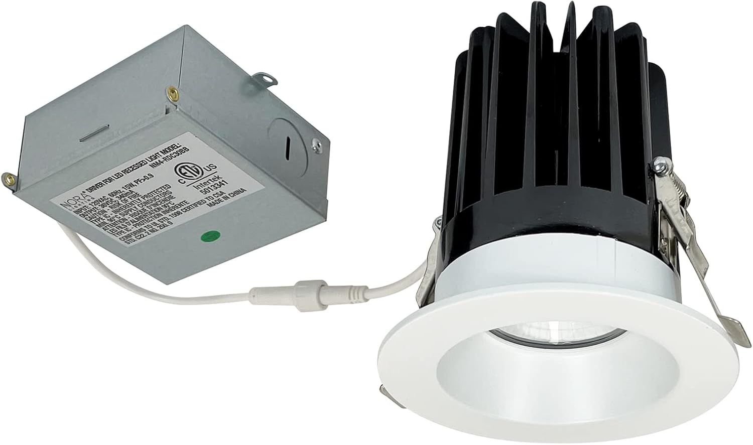 Nora NM4-RDC27MPW | 4" LED Dimming Mini Recessed Downlight, 15 Watt - 1100 Lumens, IC Air-Tight Rated, Damp Rated, No Housing Required, Quick Connect Cables, Matte White - 2700K, Fixed - Standard
