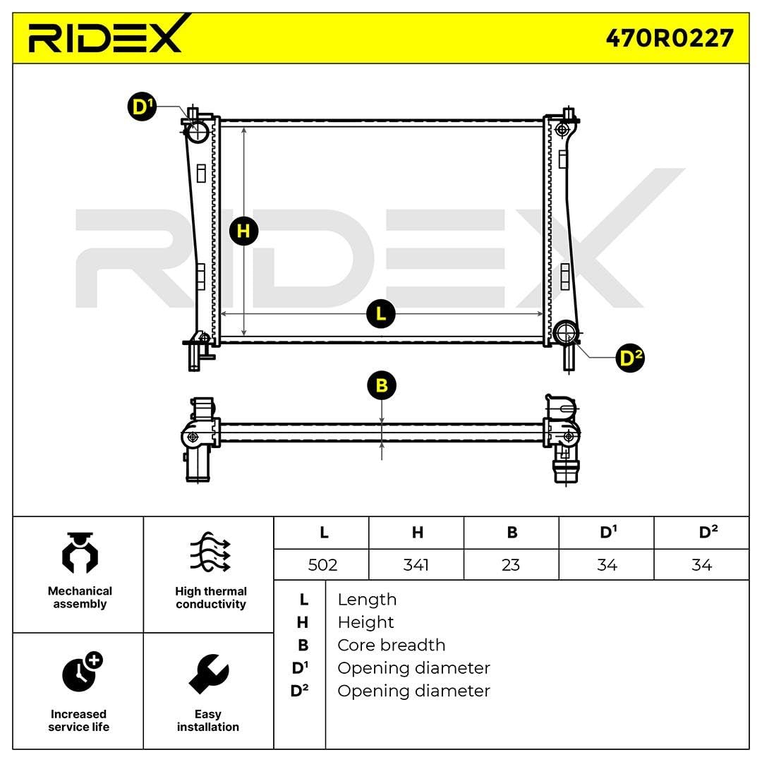 RIDEX 470R0227 Radiatore motore Compatibilità con FORD Fiesta Mk6 Hatchback JA8, JR8