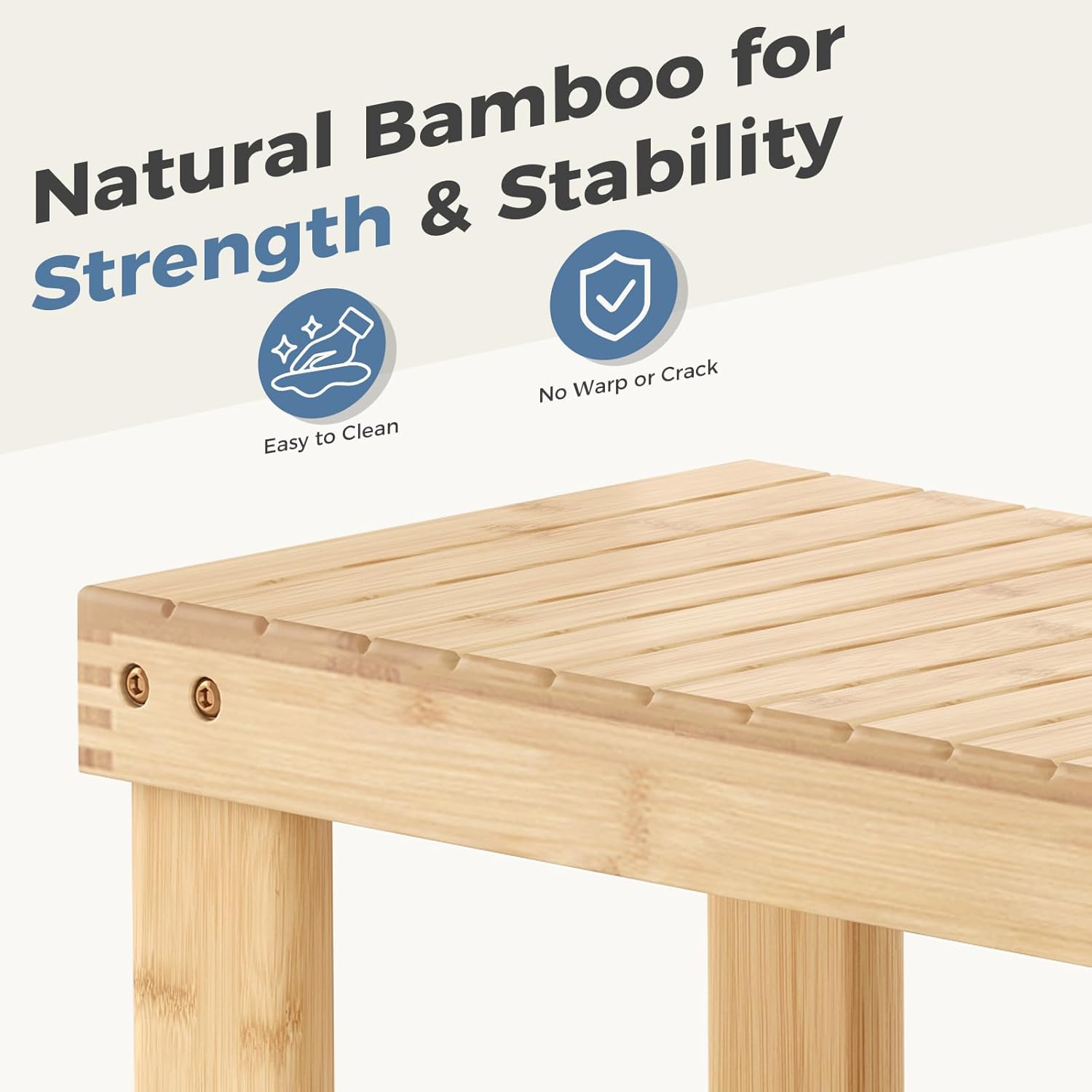 DUMOS Wooden Shoe Rack Bench with Storage, 3-Tier Bamboo Entryway Benches, Shoe Rack Holds Up to 286 lb Storage Organizer, 11.3 x 27.6 x 18 Inches, Suitable for Bedroom Living Room Balcony, Wood