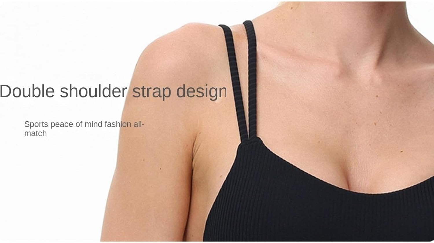 Sports Bras For Women Women's Suspender Long Line Sports Bra Double Spaghetti Straps Fitness Yoga Bra Yoga Bra
