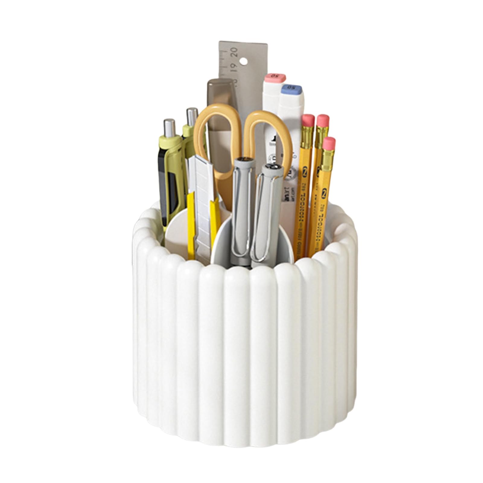 Glifora Rotating Pen Holder - 360 Degree Spinning Desk Organiser with Drawer, School Supplies Organiser for Stationery and Makeup