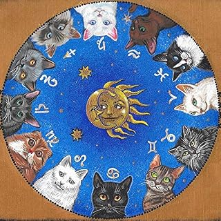8X8 INCH PRINT OF ORIGINAL PAINTING RYTA ASTROLOGY ZODIAC PERSIAN CAT SIAMESE TABBY BLACK TUXEDO SCOTTISH FOLD HOROSCOPE ASTROLOGICAL SIGN HOME INTERIOR DECOR DESIGN DECORATION