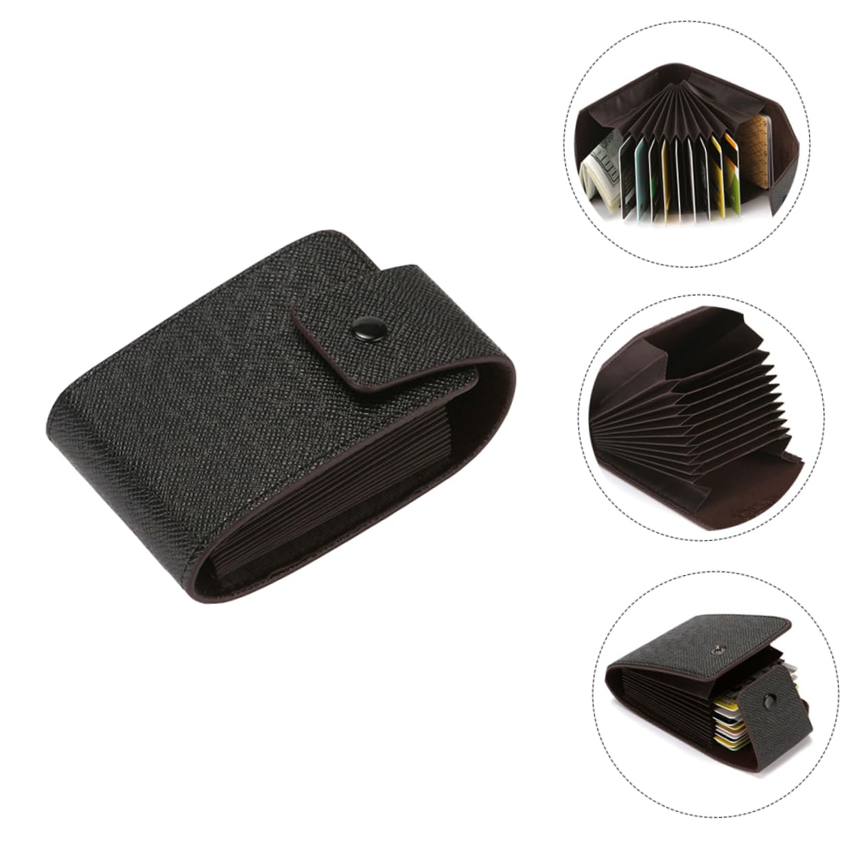 PartyKindom 1pc Card Holder Change Pouch For Men Id Cards Sleeve Protector Multi-card Slot Pouch Cards Carrying Bag Multifunction Card Storage Bag Durable Cards Cover Black Leather