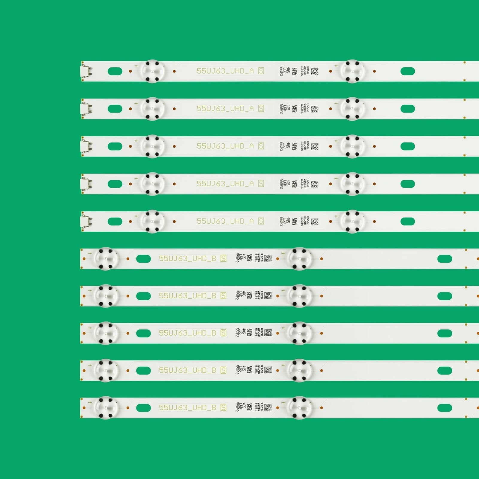 10 unids/Set de retroiluminación LED Compatible con LG 55UJ630V 55UJ6300 55UJ635V 55UJ63_UHD_A 55UJ63_UHD_B 55LJ55_FHD_A 55LJ55_FHD_B SSC_55LJ55