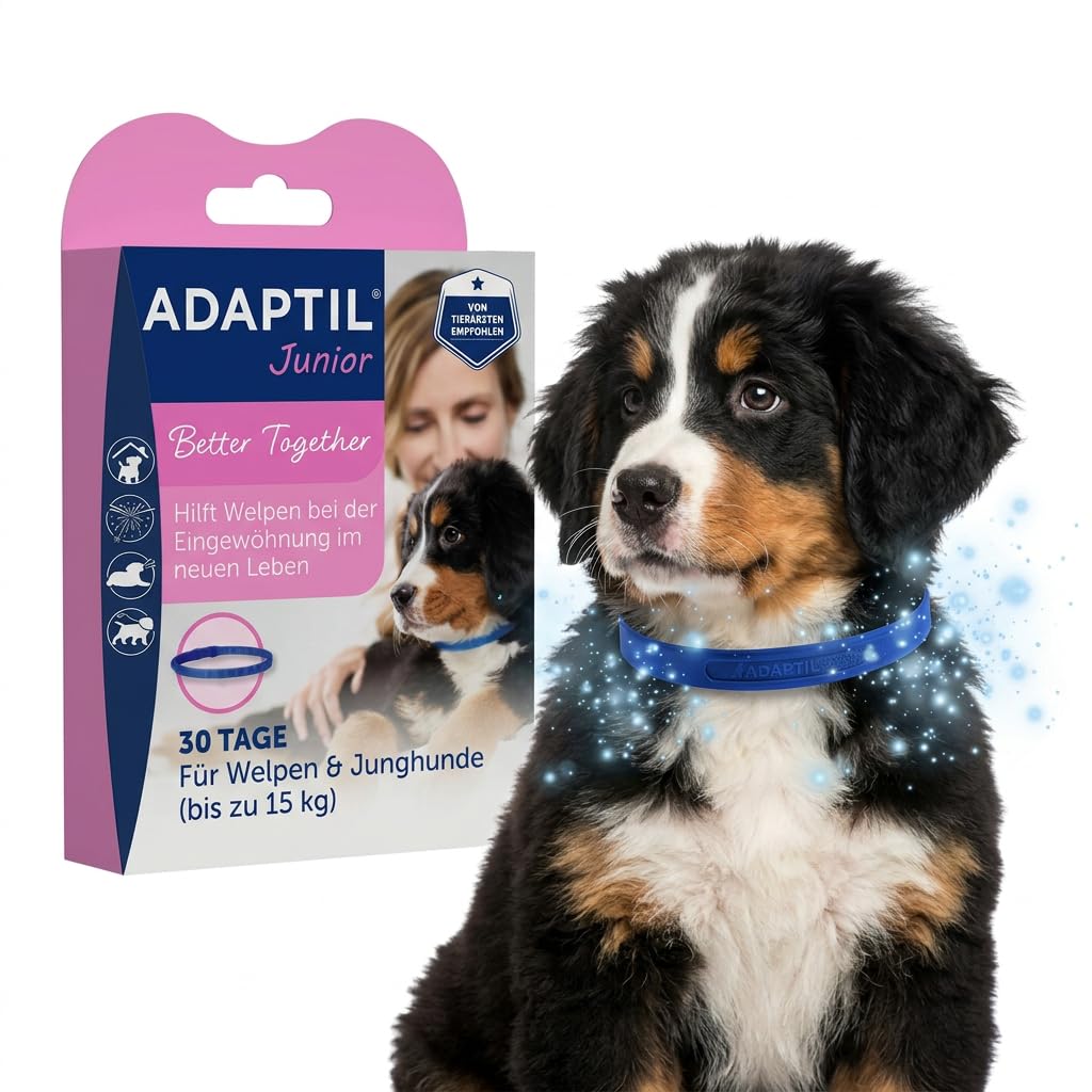 ADAPTIL Junior Puppy Collar - Blue, Size S, For Puppies Up To 37.5kg/15kg, Supports Acclimatization & Training, Uses Dog Appeasing Pheromones, Recommended For All Breeds