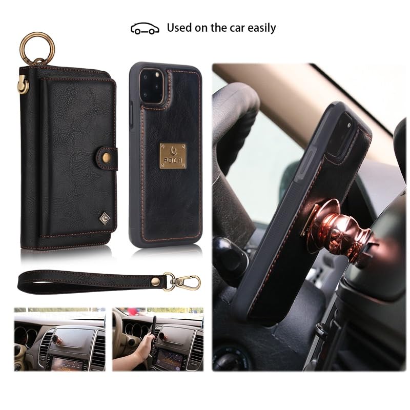 Generic Étui compatible avec iPhone 12/iPhone 12 Pro (6,1 pouces (couleur : marron) étui en cuir multi-portefeuille à rabat magnétique