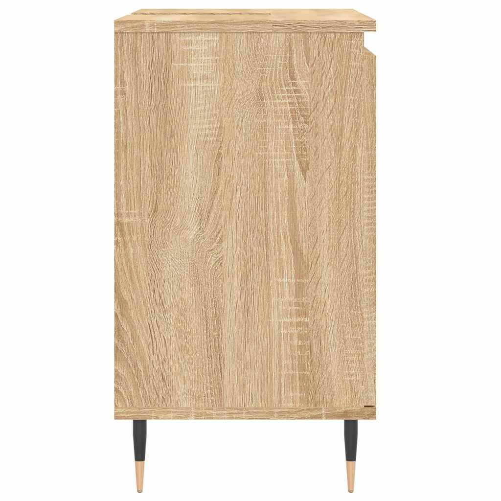 Armario de baño de roble Sonoma, 58 x 33 x 60 cm, material de madera, armario de baño con mucho espacio de almacenamiento, mueble de baño independiente, resistente a la humedad, moderno