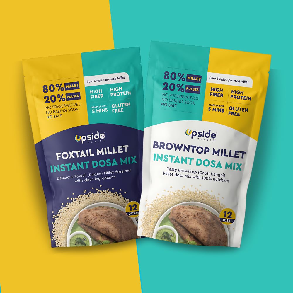 Upside Health Millet Instant Dosa Mix-Sprouted Millet (Pack of 2, 24 Dosas) | Foxtail & Browntop Millet | High Protein Dosa | Instant Dosa | No Salt - No Preservatives (B0BSS8CW4Y) Amazon Price History, Amazon Price Tracker