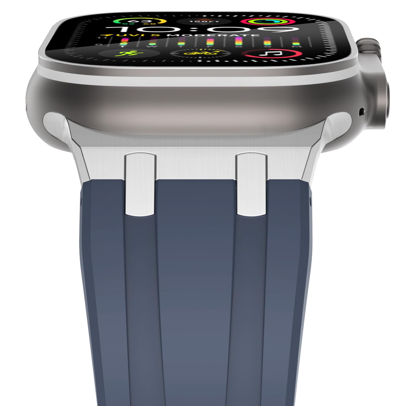 NewWays Silicone Strap Compatible with Apple Watch 49mm 46mm 45mm 44mm 42mm(Series 3 2 1),Sport Straps Replacement Band for iWatch Ultra 3 2 1 Series 11 10 9 8 7 6 SE 5 4 3 2 1,Blue/Silver Connector