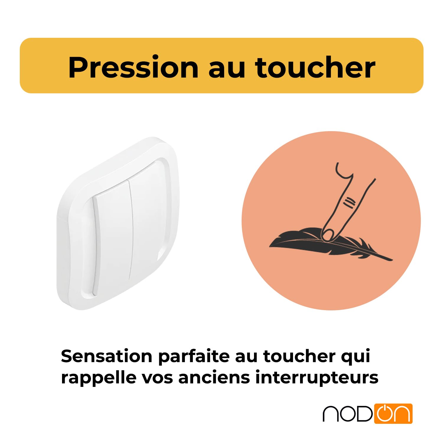 NodOn - EnOcean Interrupteur Sans Fil Sans Pile Mural - Installation Rapide, Sans Travaux, Discret, Plusieurs Versions Disponibles - Interrupteur Connecté Compatible avec Jeedom, eedomus, MyUbiwizz