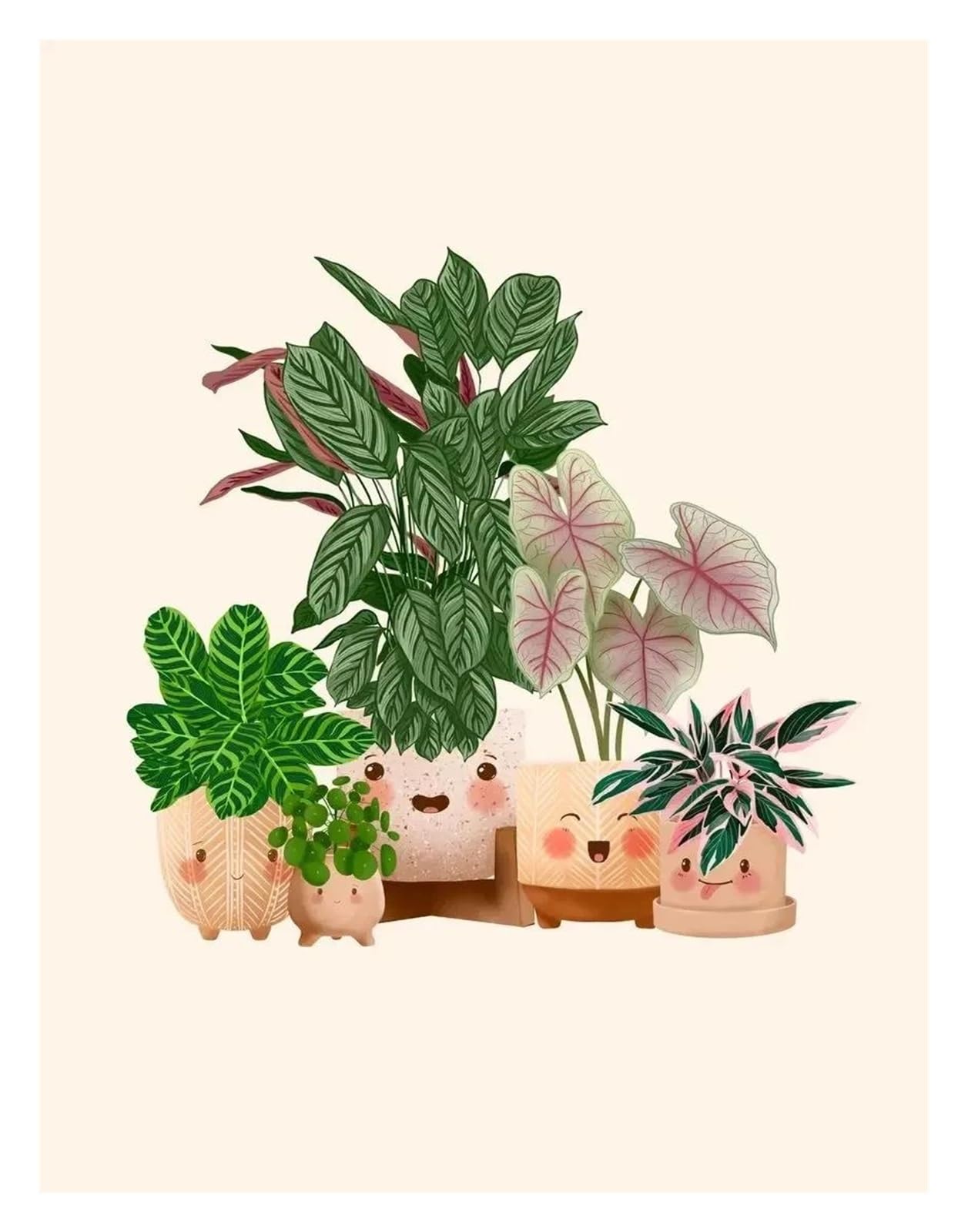 Cuadro sobre lienzo de plantas bonitas en estante, póster botánico decorativo de 30x42 cm