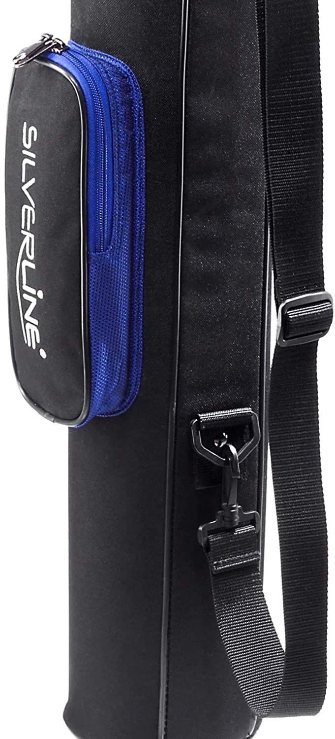 Golftasche/Pencilbag/Reisebag/Rangebag/Pistolbag/Tragebag mit integrierter Schutzhaube und Außentasche in Farbe: schwarz - Royalblau