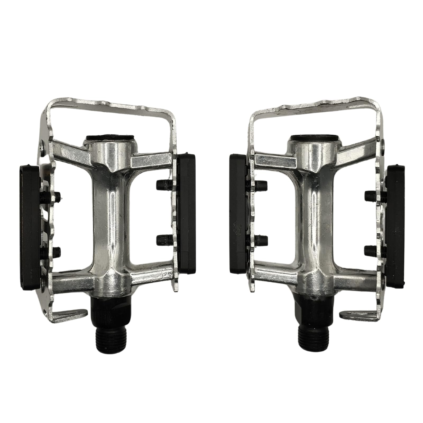 ANDINUS Aluminium Bicycle Pedals – Standard 9/16 Inch Axle Pedals Set, Removable Reflectors, Ideal for Urban and City Use, Silver