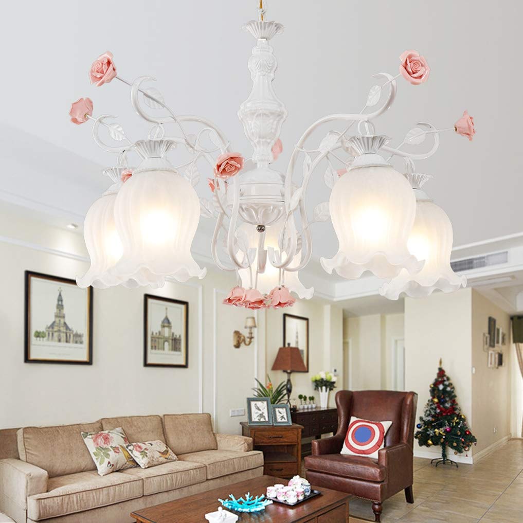 Chandelier Florentine Ceiling Lamp Classic Living Room Bedroom Dining Room Ceiling Light, White [Energy Class D]