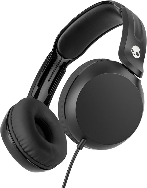 Auriculares supraaurales con cable Icon 180 - Negro | Limitador de volumen incorporado de 85 dB, diadema cómoda y ajustable, conveniente para viajar con conector auxiliar de 3,5 mm, micrófono en línea