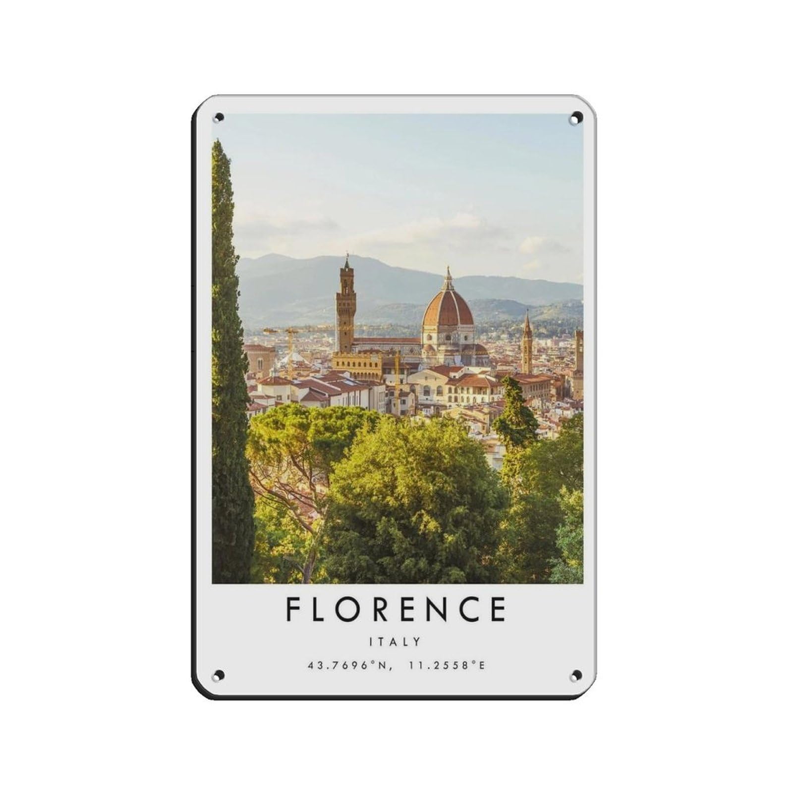 Florence Travel, Italy Poster Poster Tin Sign Vintage Metal Pub Club Cafe Bar Home Wall Art Decoration Poster Retro 8x12inch(20x30cm)