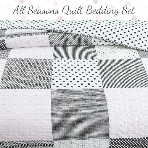 image for Cozy Line Home Fashions Black White Pink Polka Dots Striped Star Girl 