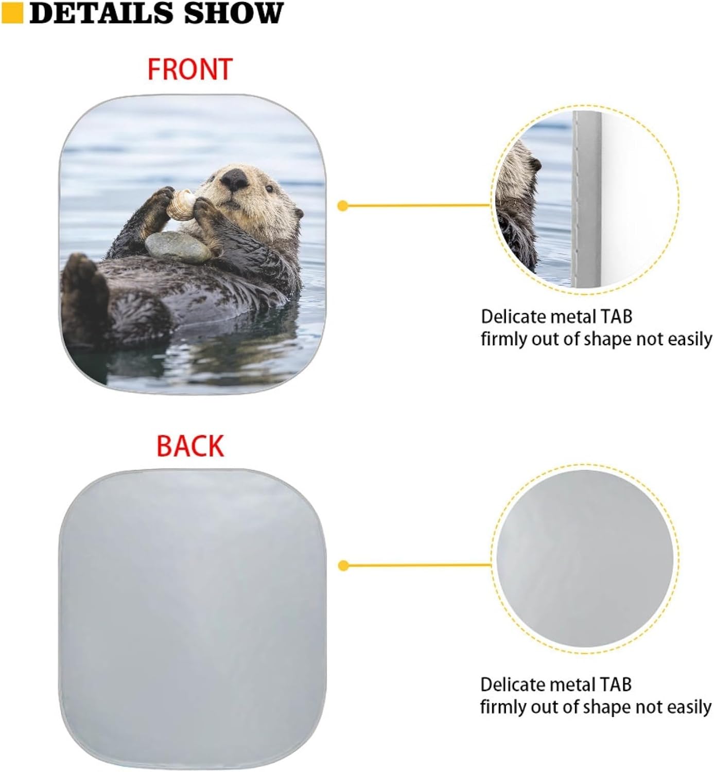 Amzbeauty Sea Otter Print Car Windshield Sunshade Blocks UV Heat Protection 13pcs Animal Pattern Foldable Auto Front Window Sun Visor for Truck SUV