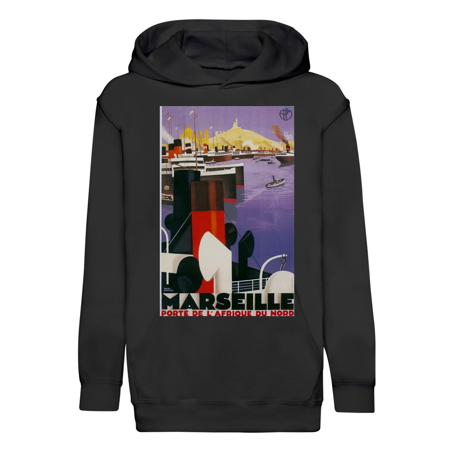 Sweat à Capuche Enfant Marseille affiche rétro cadeau idéal - 4