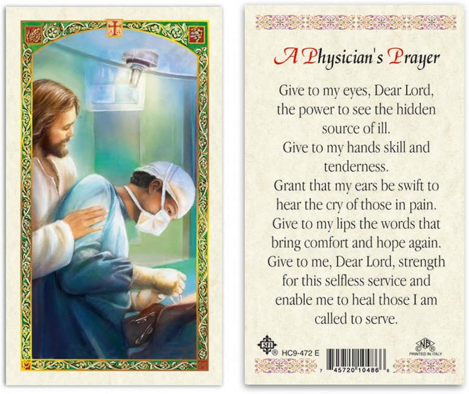 Jesus with Doctor Physician's Prayer Laminated Prayer Cards - Pack of 25- English