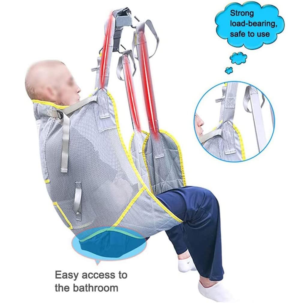 Harnais De Toilette Lève, Tout Le Corps Harnais De Soulèvement avec Support Tête en Filet Harnais Levage Jambe Divisée pour Personnes âgées Alitées Handicapées