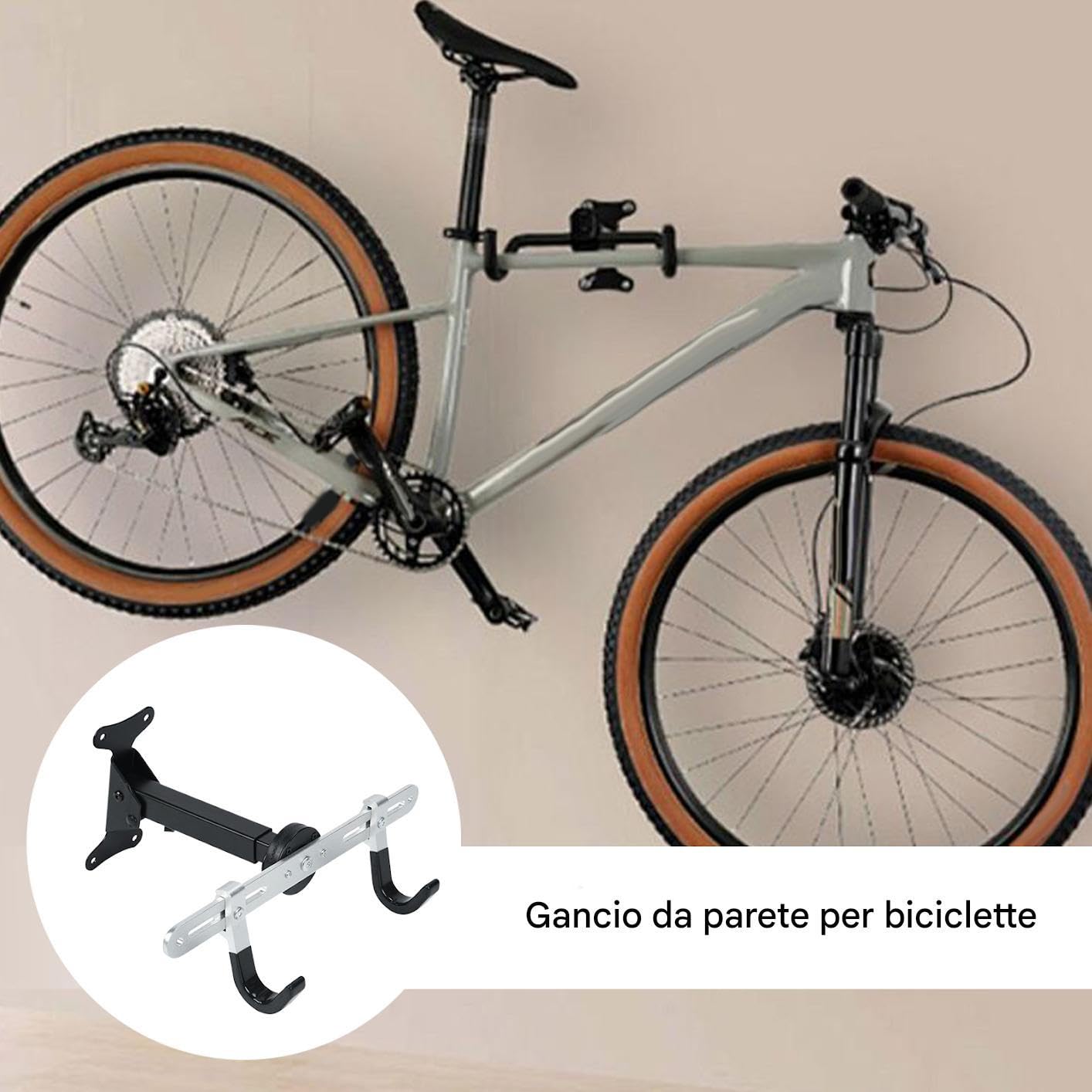 Portabiciclette da Parete Gancetto Regolabile Per Carichi Pesanti | Portabiciclette Verticale Da Parete Per Garage Officina Casa Risparmio Spazio Esposizione