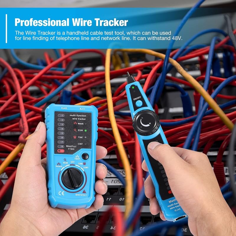 Image of COOLCOLD LAN Tester with Wire Tracker & Probe Tone, RJ45 RJ11 Ethernet Cable Tracker Line Finder for Cat5 /5e Cat6 LAN Cables, Network Cable Tester for Telephone Line Testing, Includes 2x9V Batteries