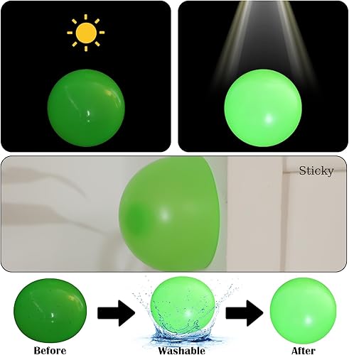 Miniatura 4 de Liliful Pelota antiestrés gigante de 4 pulgadas que brilla en la oscuridad, bolas adhesivas sensoriales para concentración, bolas de techo blandas