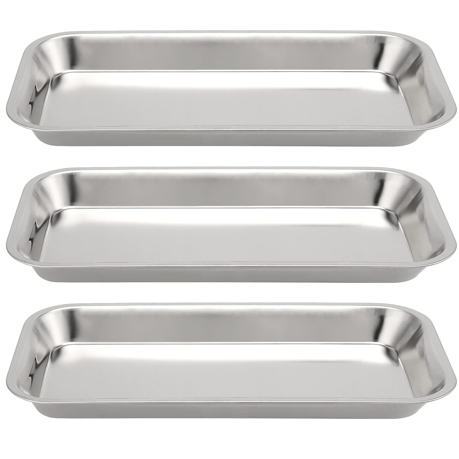 Lot de 5 Plateaux Acier Inoxydable, Plateau De Laboratoire, Plateau à Instruments Rectangulaire en Acier Inoxydable pour Laboratoire, Plateaux de Service, 22,5 x 11,7 x 2 cm