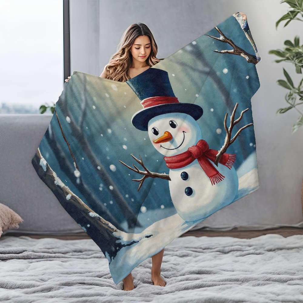 Couverture en flanelle motif bonhomme de neige le cadeau idéal pour Noël