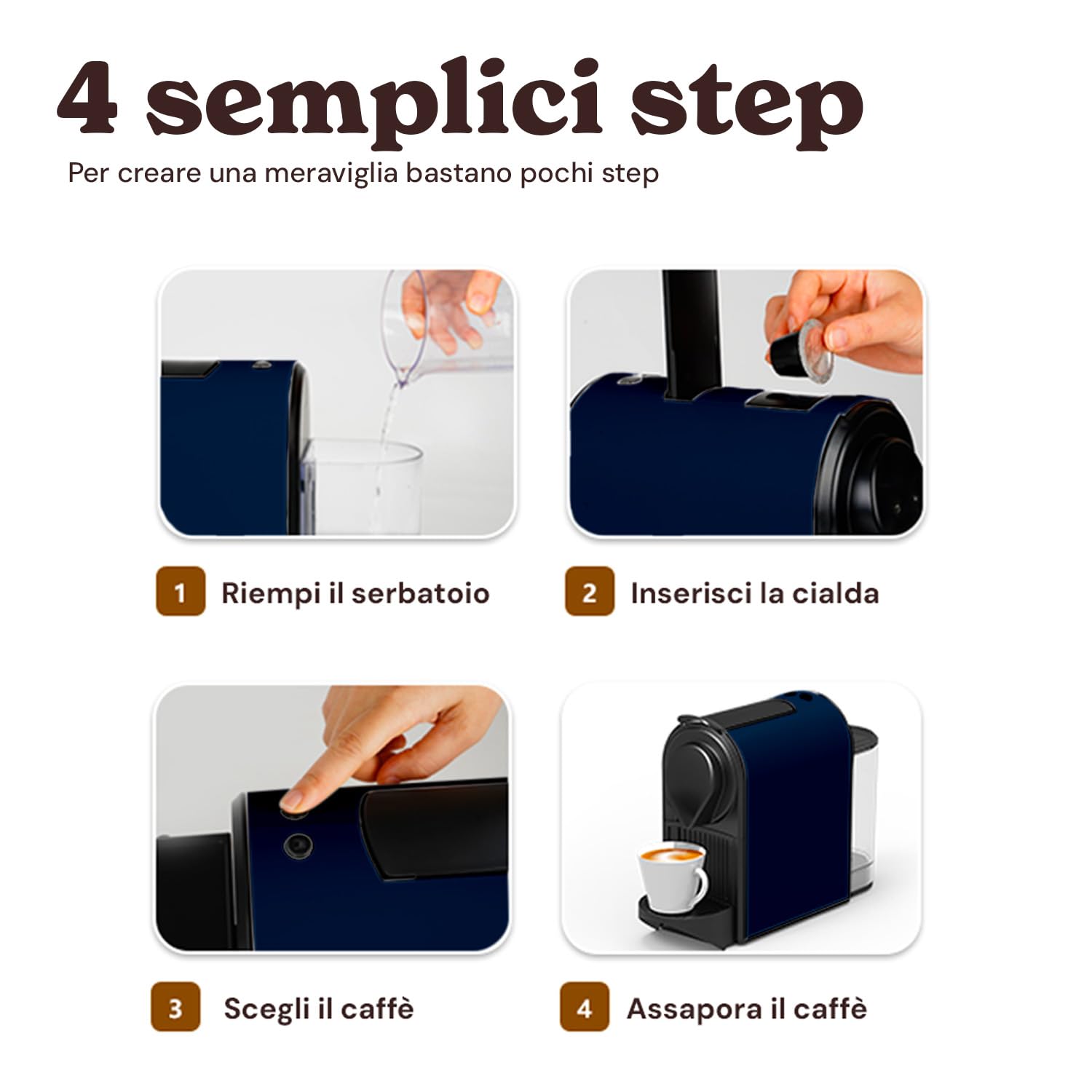 Avilia Macchina Caffè per Capsule 1400W, Pressione 19 Bar, Capacità 700ML, Funzione Spegnimento Automatico, Scaldatazze Integrato