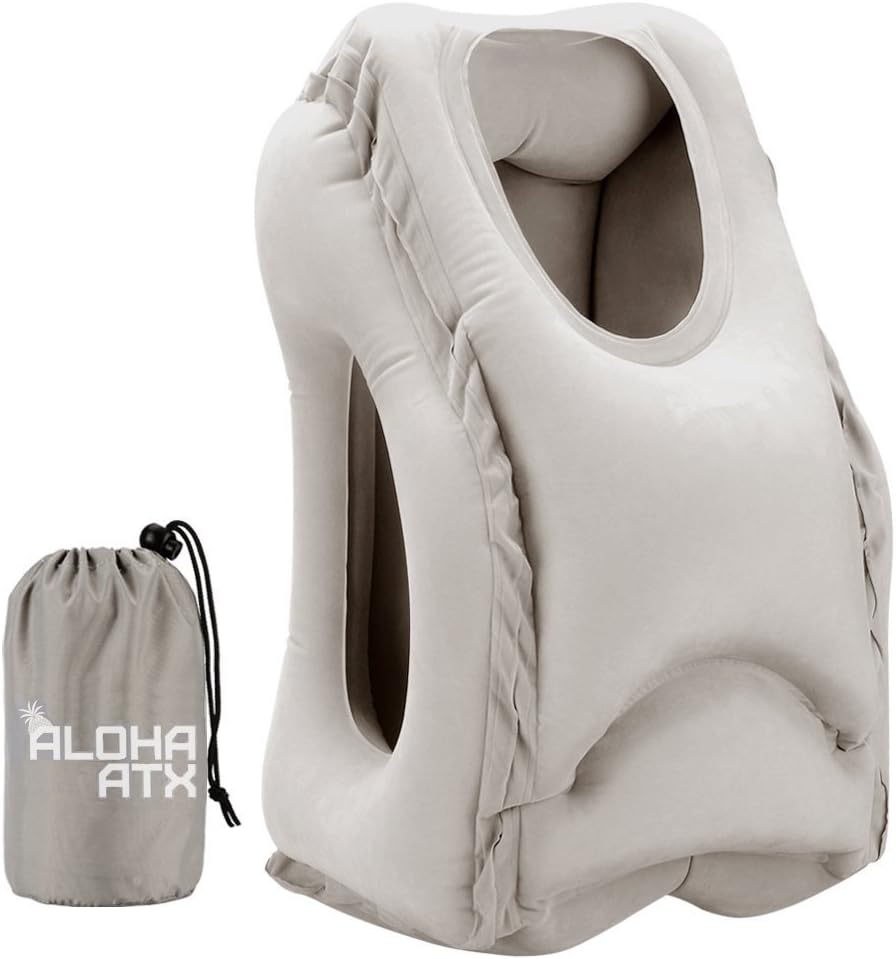 Yifantacy Travel Pillow - Inflatable Seated Sleeper for Airplane, Automobile, Train, Bus and Car Sleeping Support