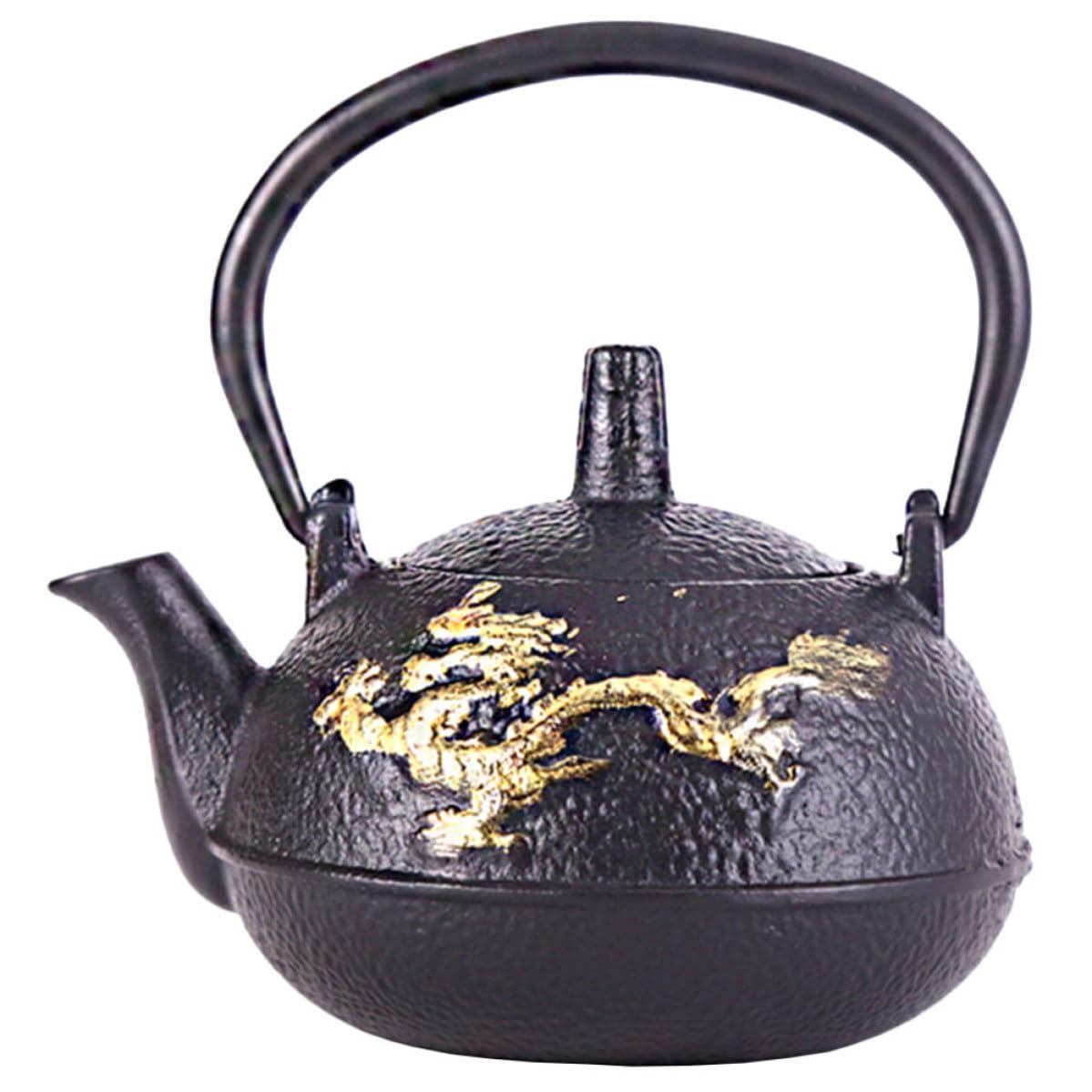 Tetera de Hierro Fundido Tetsubin Negra 0, 3 L Estilo Retro | Infusor Incluido, Uso Doméstico, Aislamiento Térmico y Limpieza Sencilla