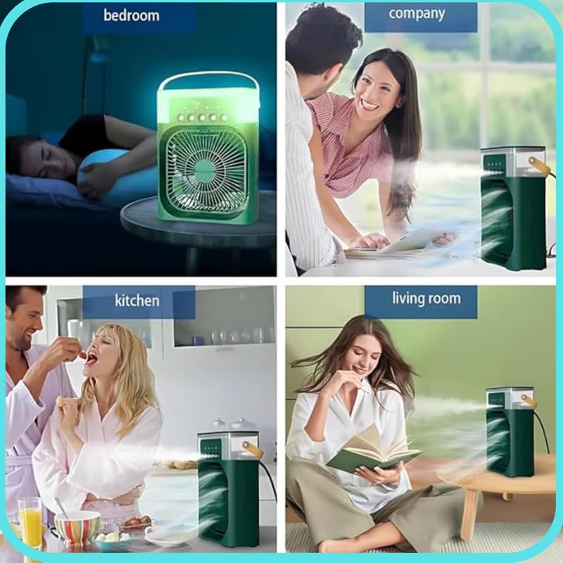 Image of Drumstone 𝟏𝟓-𝐘𝐞𝐚𝐫 𝐖𝐚𝐫𝐫𝐚𝐧𝐭𝐲 -5-in-1 Mist Spray Fan - Stay Cool with Adjustable Airflow & Mist | 3-Speed Wind, 600ml Tank, 7 LED Colors & Perfume-Addable | Ideal for Home & Office