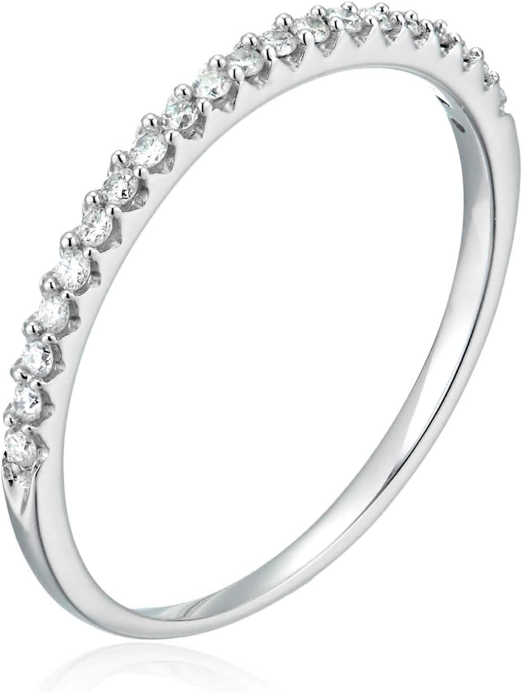 VIR JEWELS 1/10 cttw Mircopave Petite Round Diamond Wedding Band for Women in 10K White Gold Prong Set, Size 4.5-9.5 - Image 2